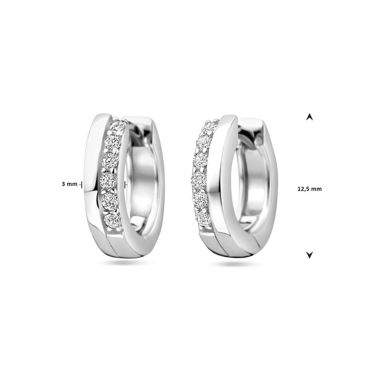 Zilveren klapoorringen met zirkonia – gerhodineerd 925 zilver (set)