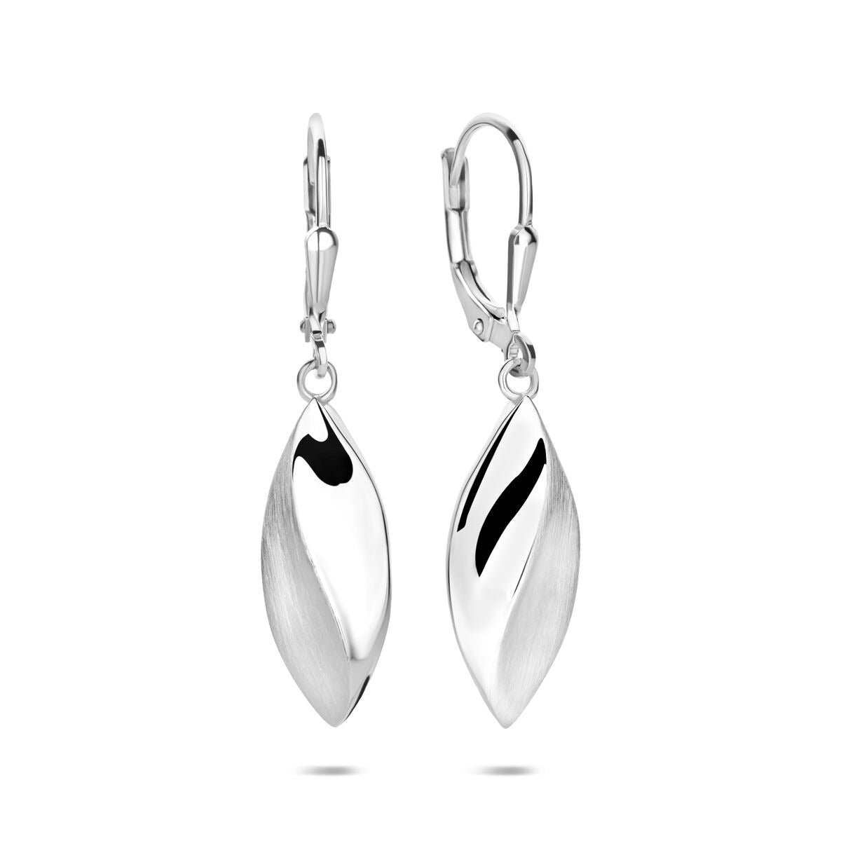 Orecchini pendenti in argento ovali – orecchini da donna rodiati con chiusura brisure