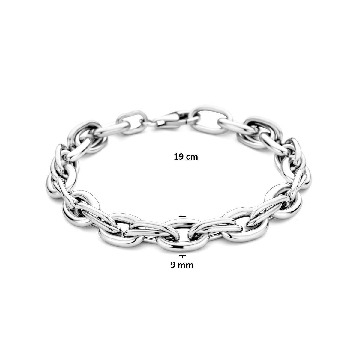Bracciale da donna in argento – argento 925 rodiato con maglie grosse