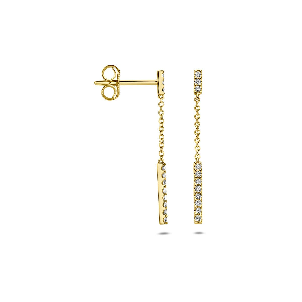 Orecchini pendenti in oro giallo 14k con diamante