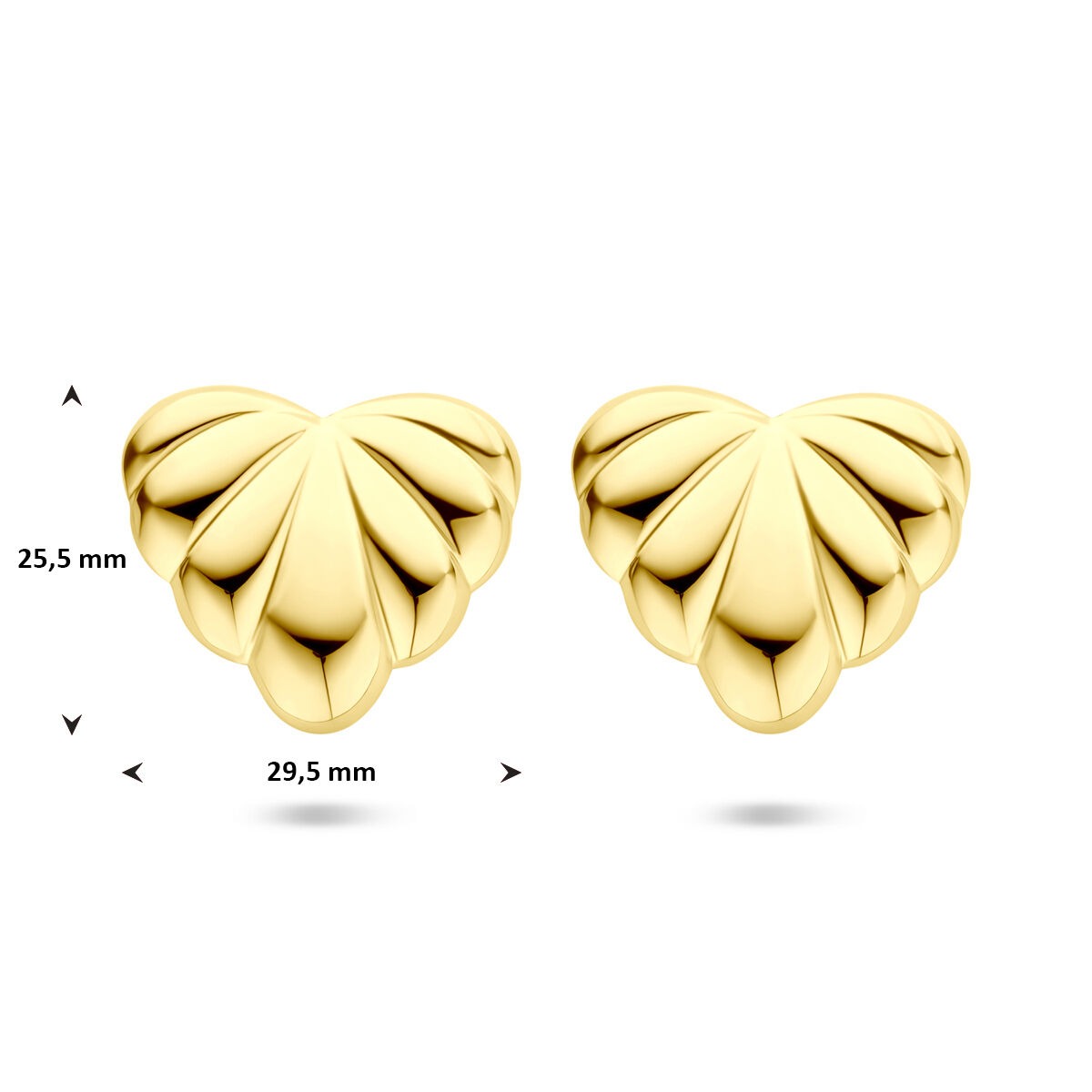 Orecchini a bottone in acciaio color oro 25x29mm – a forma di cuore