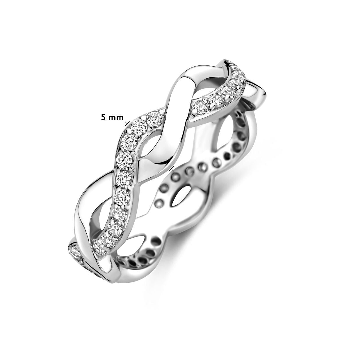 Anello in argento con zirconi – largo 5mm