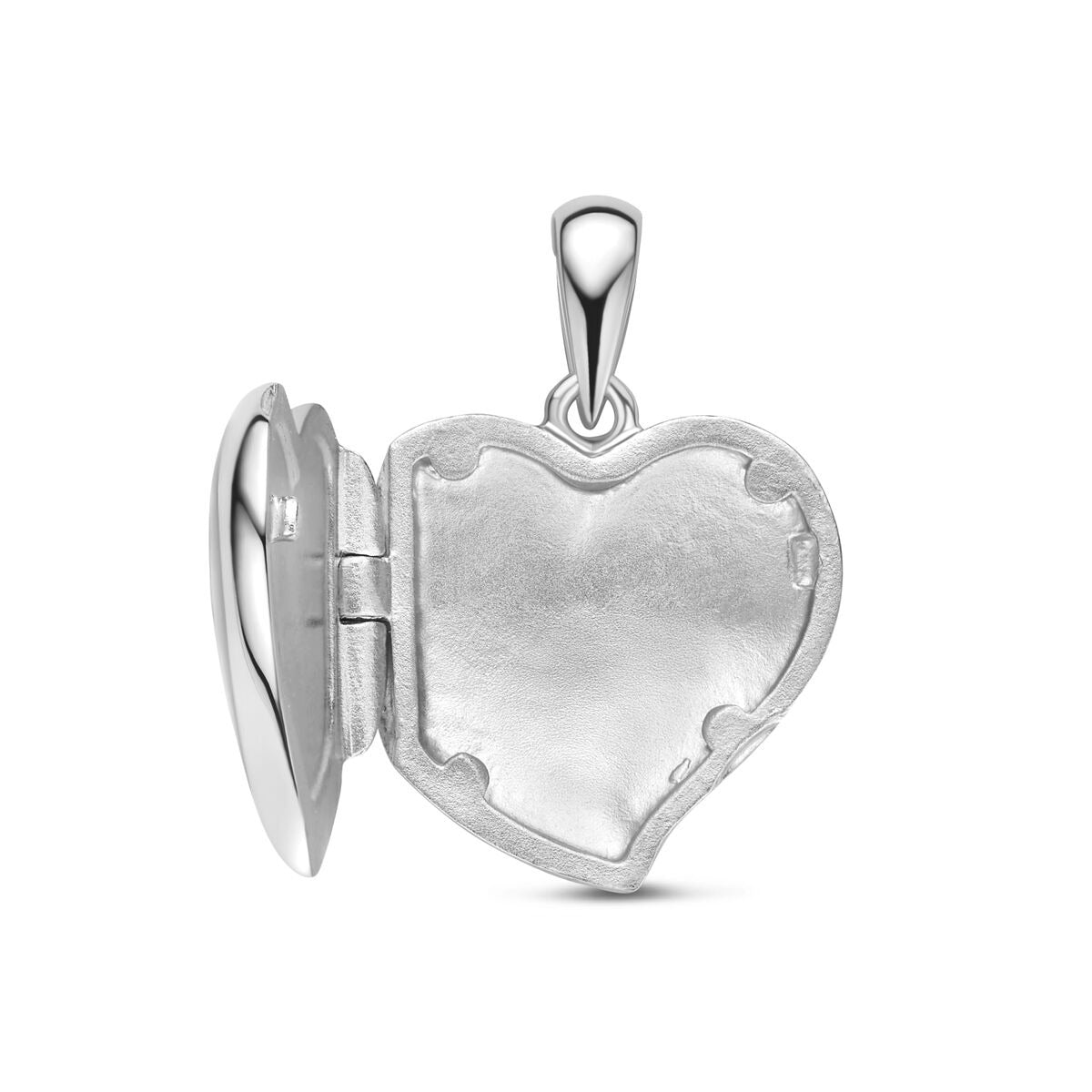 Medaglione a forma di cuore in argento 925k rodiato con madreperla