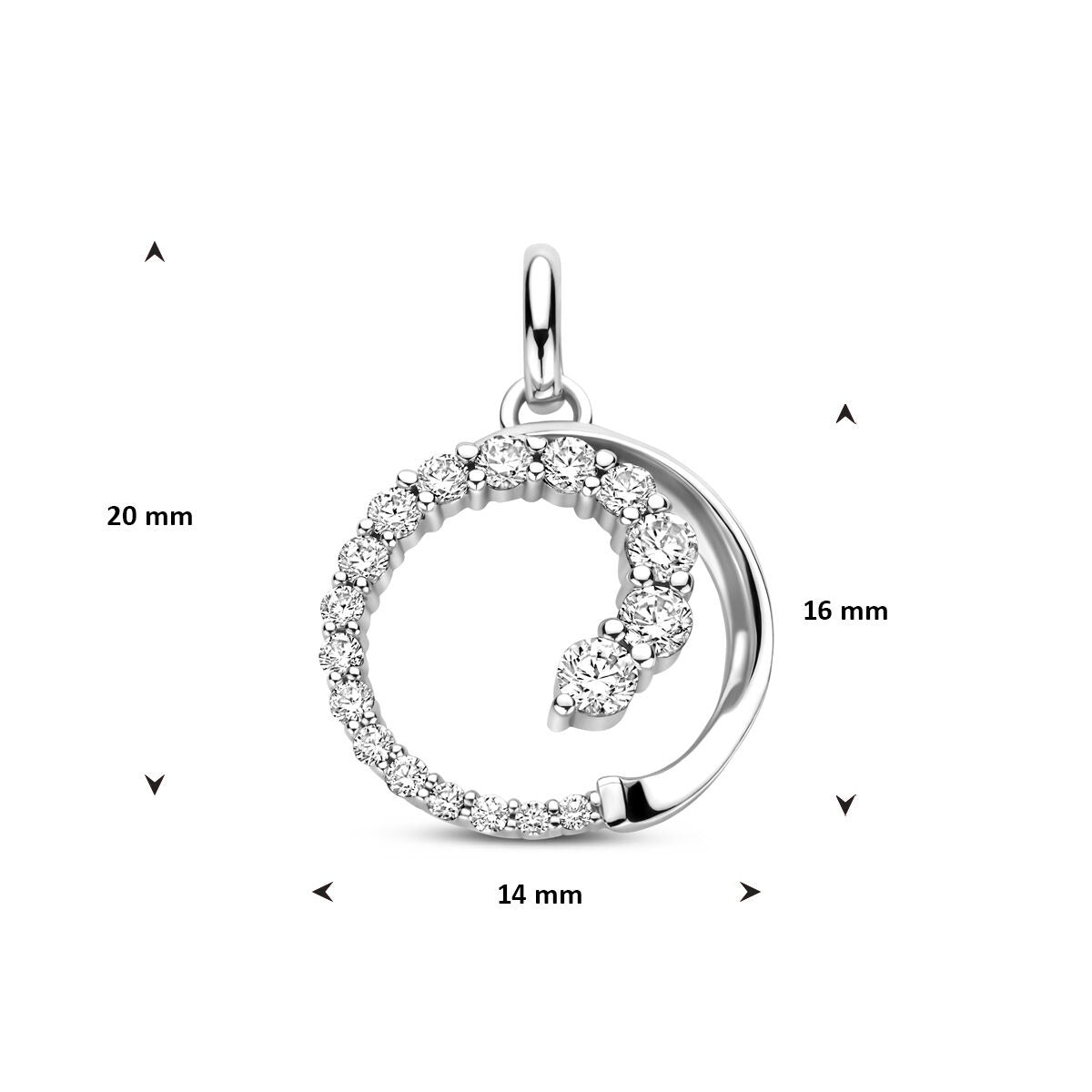Ciondolo in argento con zircone in montatura entourage 20 mm
