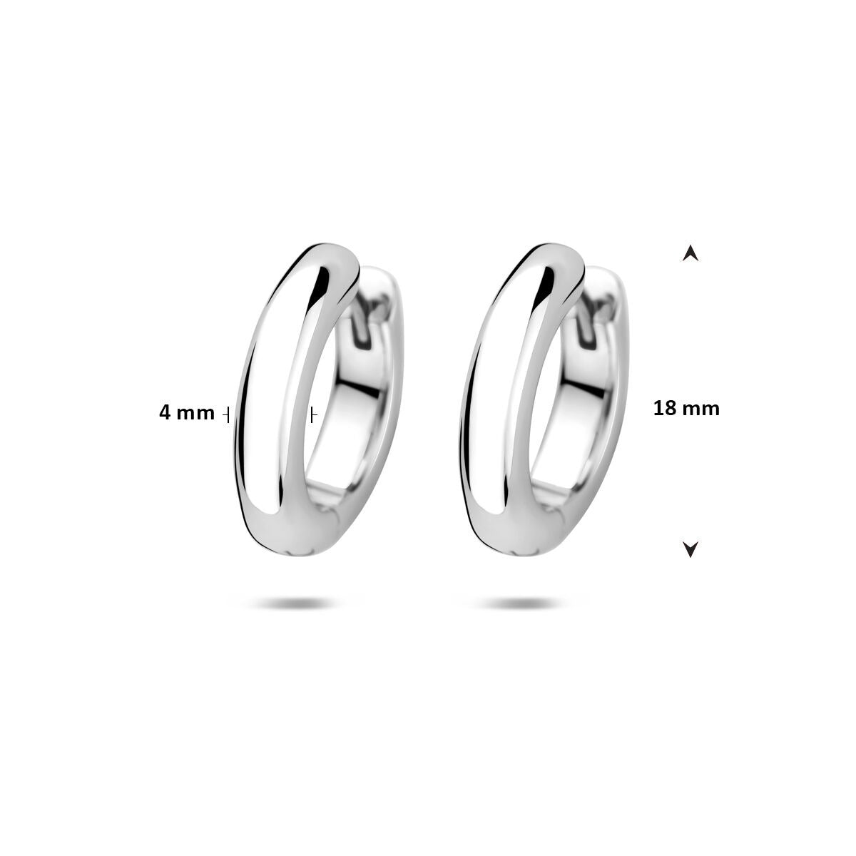 Orecchini a cerchio in argento rodiato con chiusura a scatto – spessore tubo 4mm