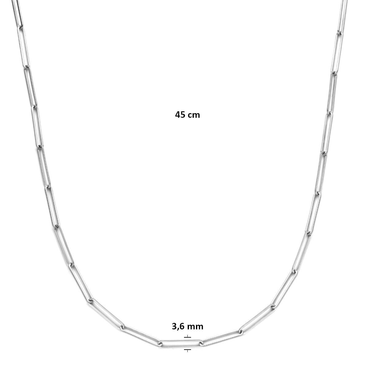 Collana ad ancora in argento rodiato 45cm 3,6 mm
