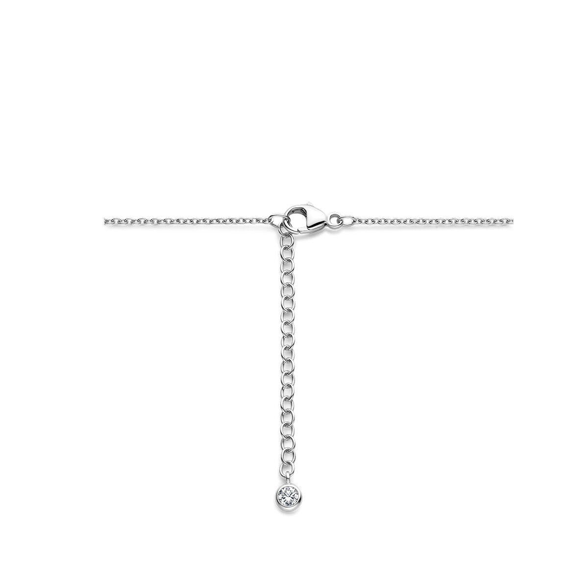 Collana per bambini in argento con ciondolo quadrifoglio – rodiata con madreperla rosa e bianca