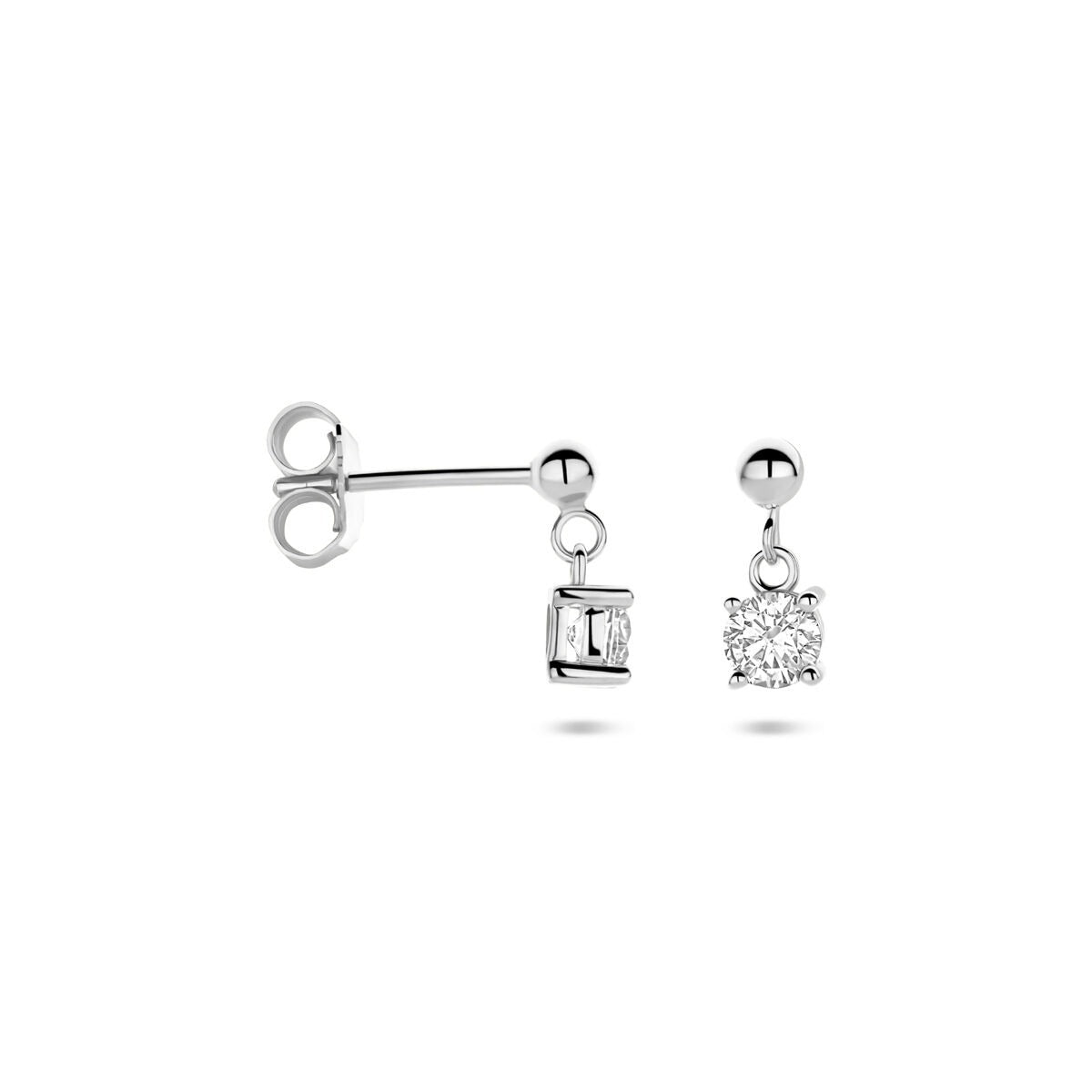 Orecchini pendenti in argento rodiato con zircone – 11 mm