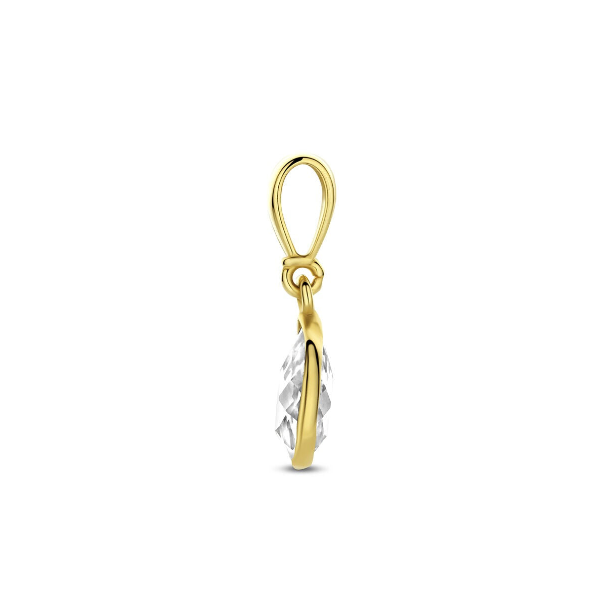 Ciondolo in oro giallo 9k con zircone a forma di pera