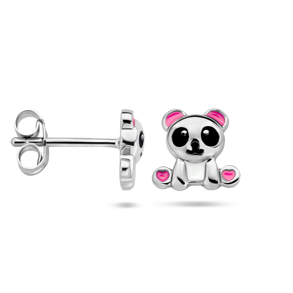 Orecchini a bottone panda in argento con smalto – gioiello per bambini
