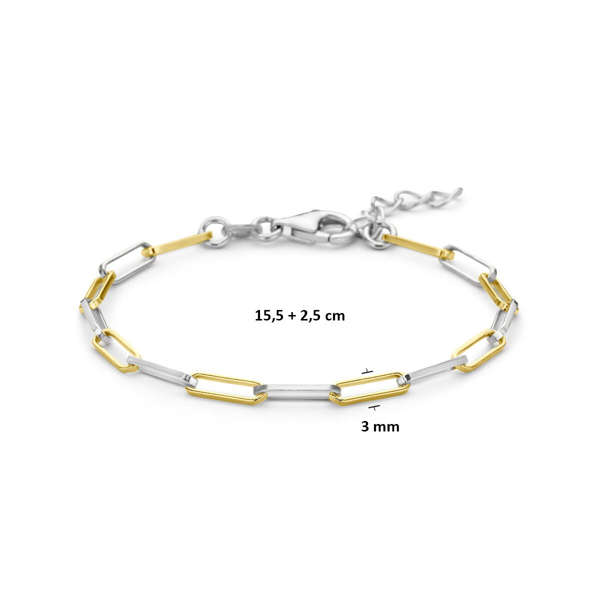 Bracciale Paperclip in Argento 925 Placcato Oro e Rodiato