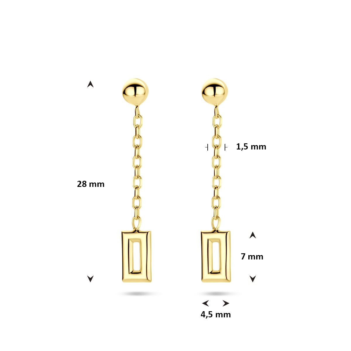 Orecchini pendenti da donna in oro giallo 14k – 28 mm