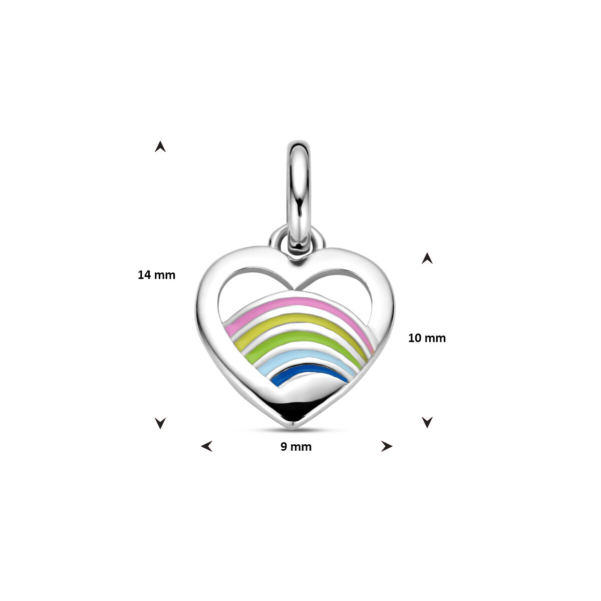 Ciondolo per bambini in argento a forma di cuore con smalto colorato