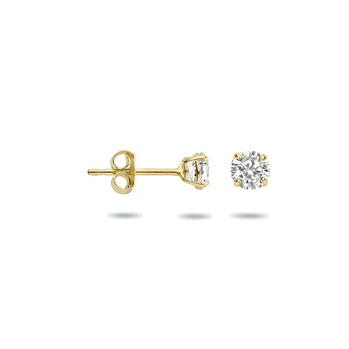 orecchini a bottone 9k in oro giallo con zirconia