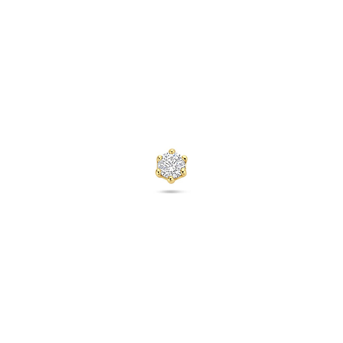 Piercing in argento dorato con zircone di 3,5 mm, forma rotonda e finitura liscia.
