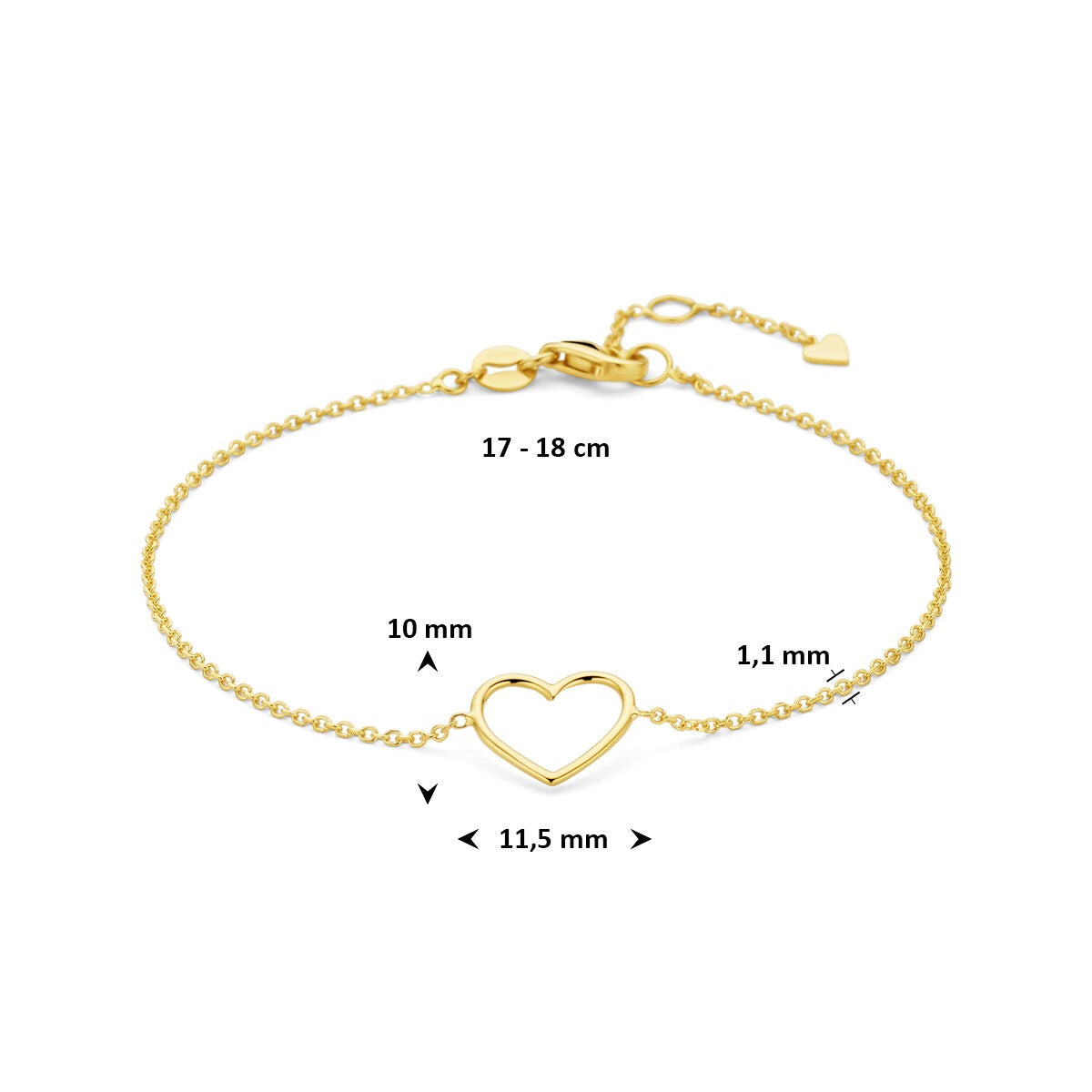 Bracciale in oro da donna con cuore aperto – 14k