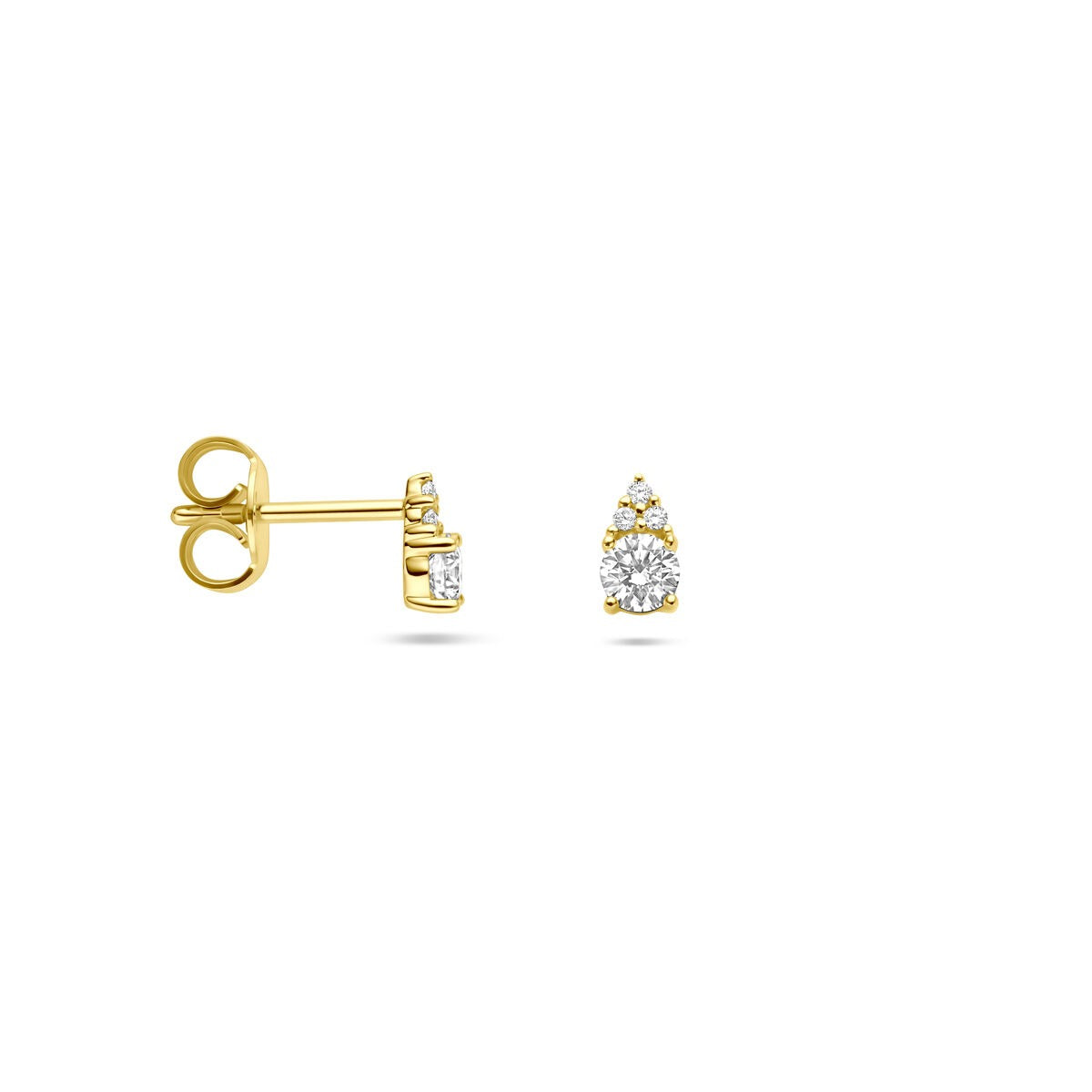 Orecchini a bottone in oro con diamante – oro giallo 14k, 0.28 ct taglio brillante