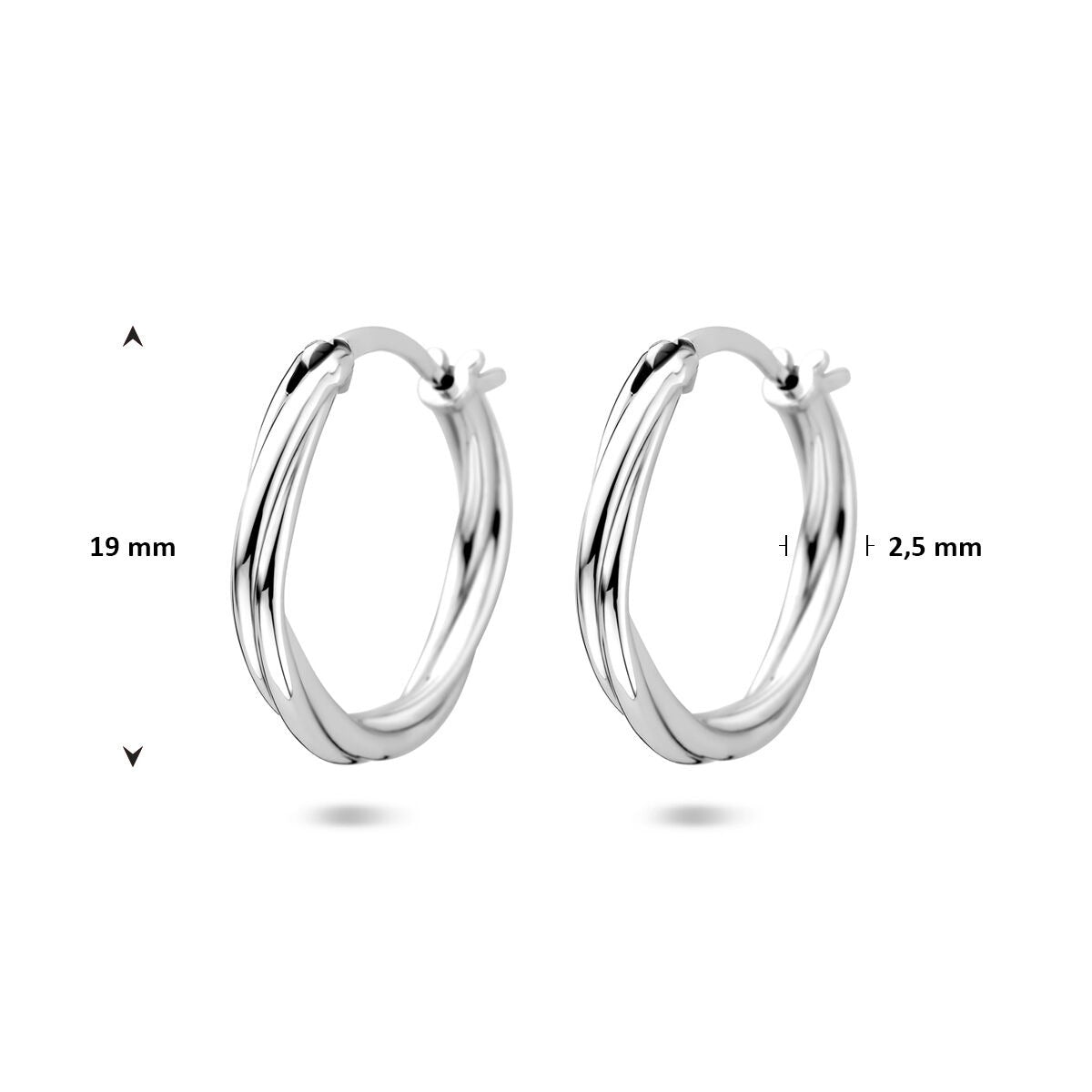 Creole in argento ritorte – argento 925 rodiato 19 mm