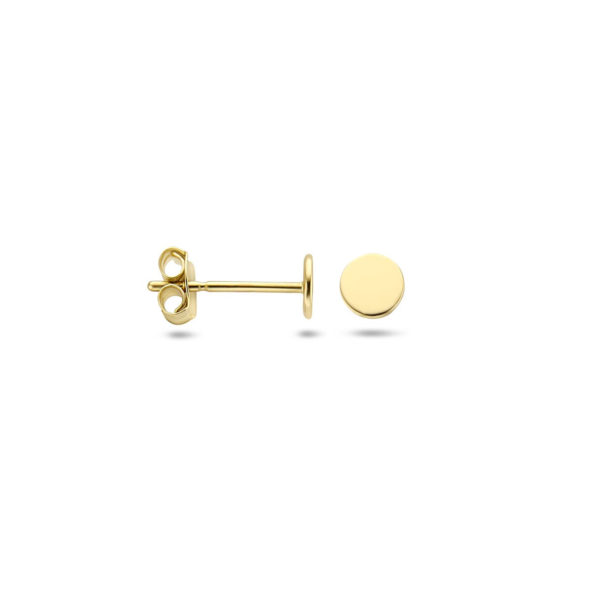 Orecchini a bottone rotondi in oro – 14k, 4 mm finitura lucida