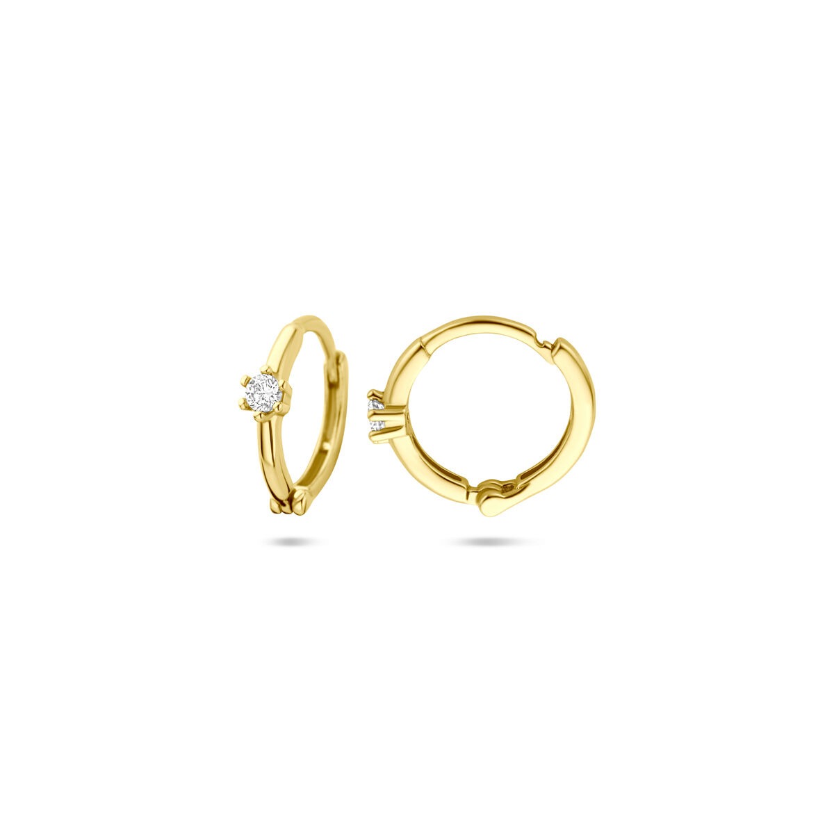 Orecchini a cerchio in oro 14K con zirconia – 10,5 mm