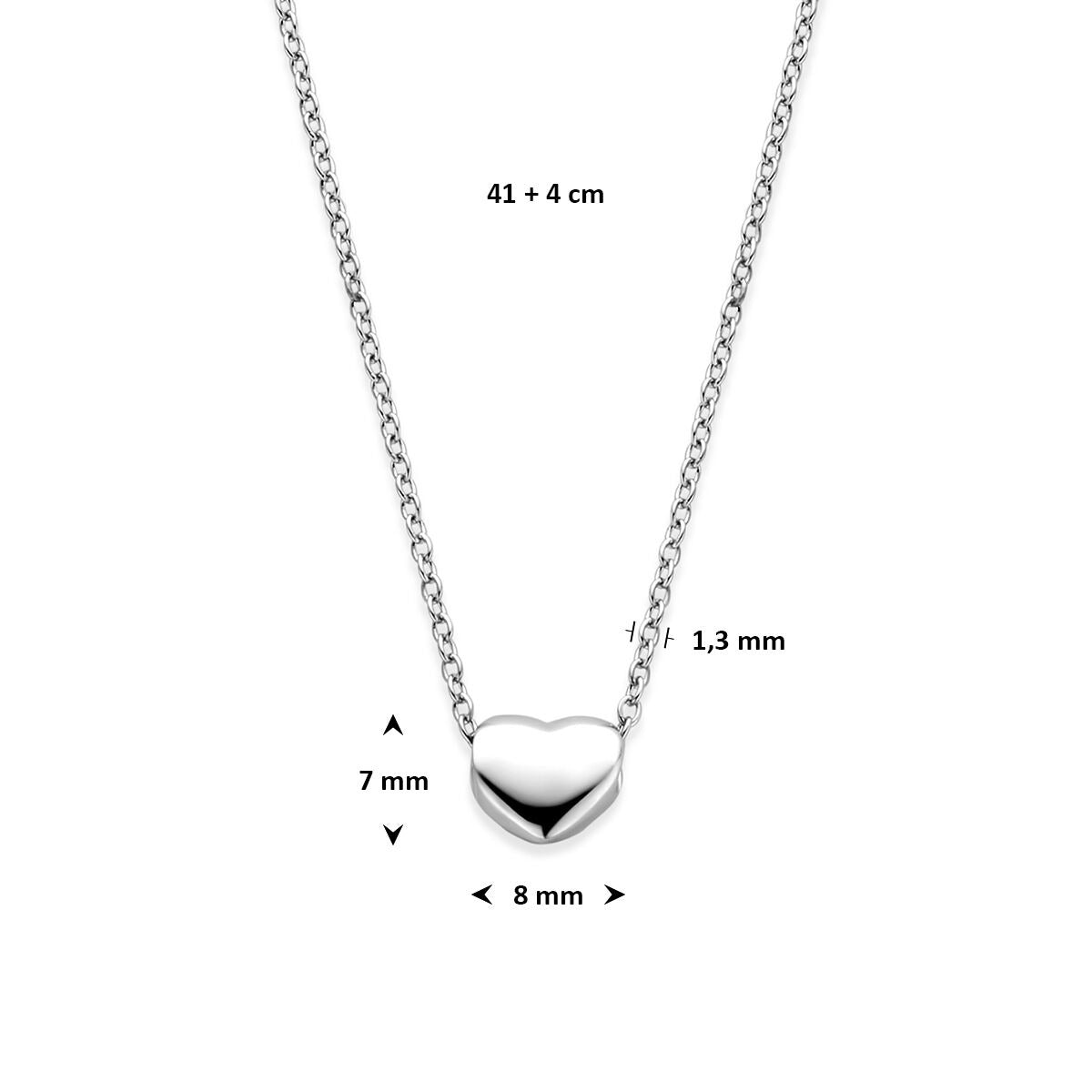 Collana in argento 925 rodiato con cuoricino