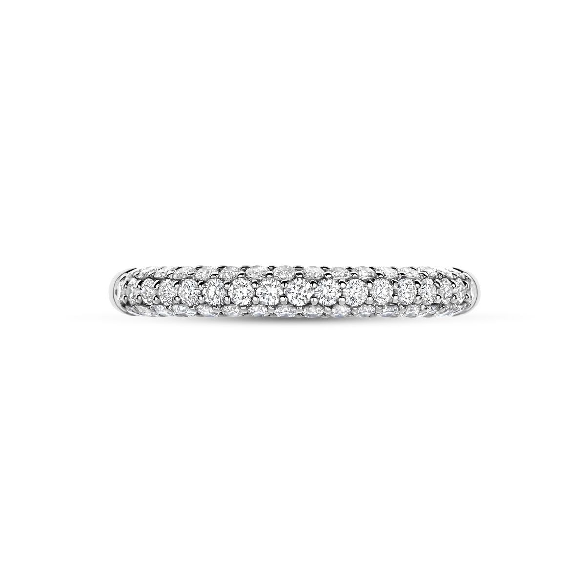 Anello in oro bianco 14k con diamanti pavé