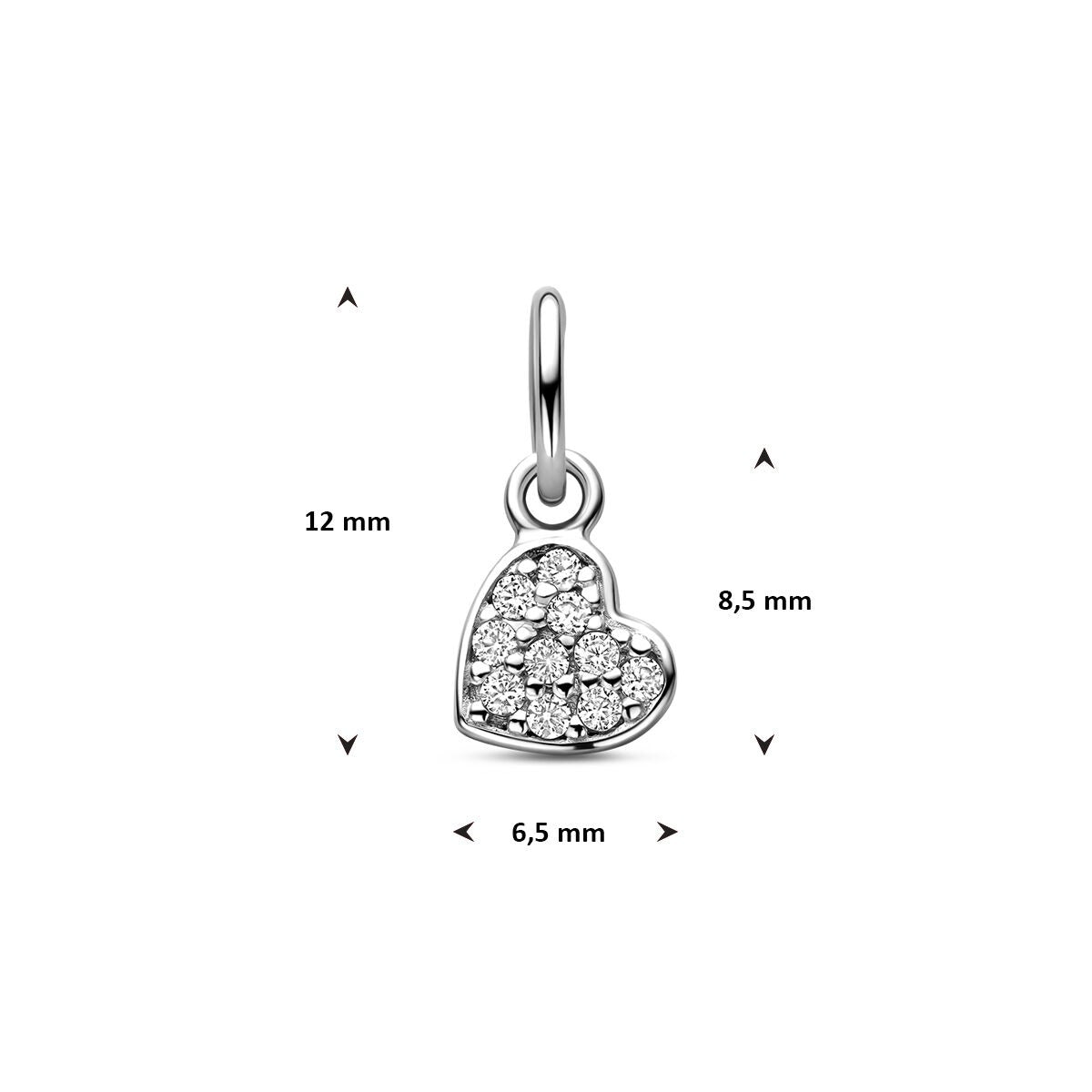 Ciondolo a cuore in argento con zirconi 12 mm