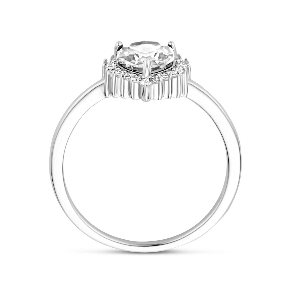 Anello da donna in argento – zirconia a pera in entourage