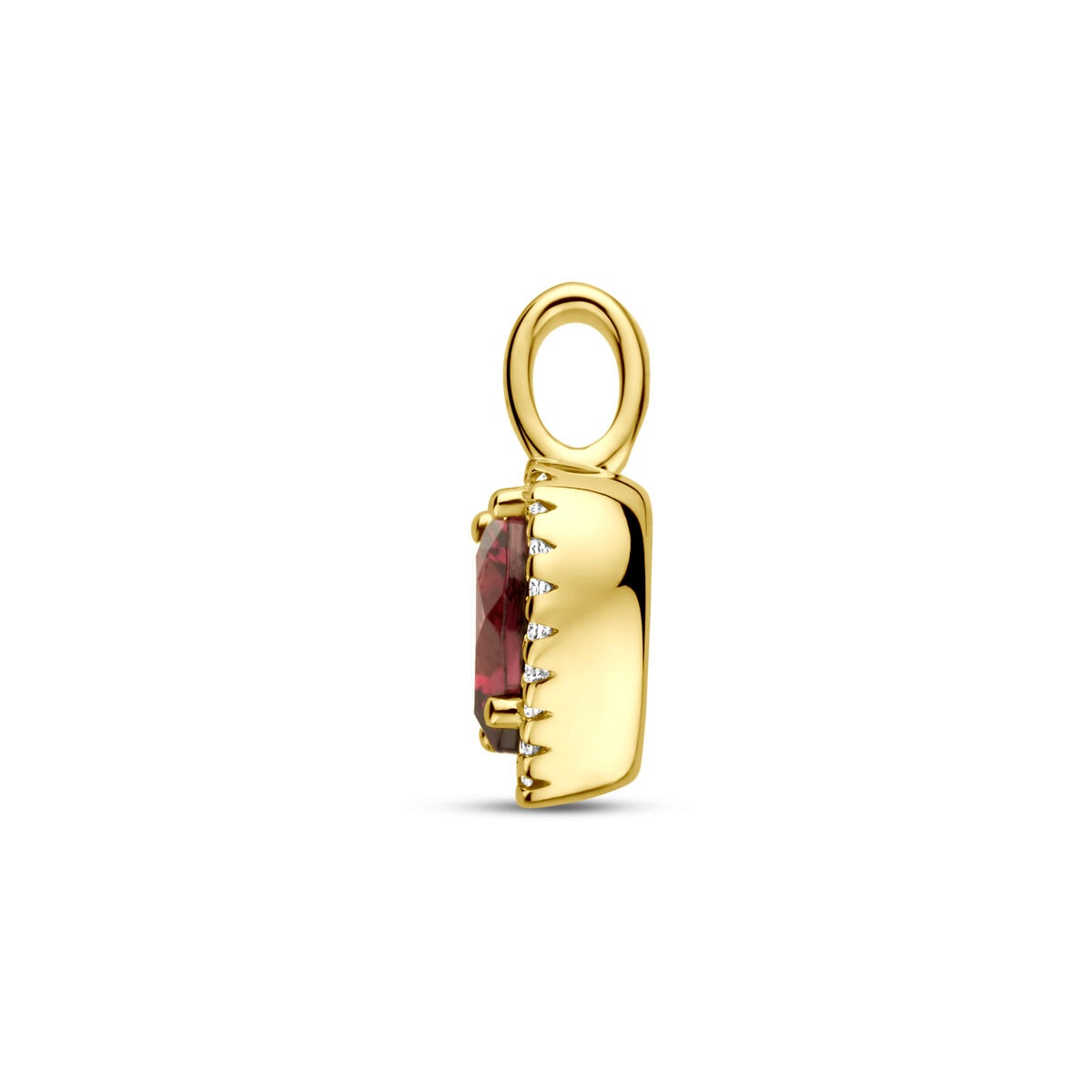 Ciondolo in oro giallo 14k con cuoricino di rodolite e diamante – 0.06ct