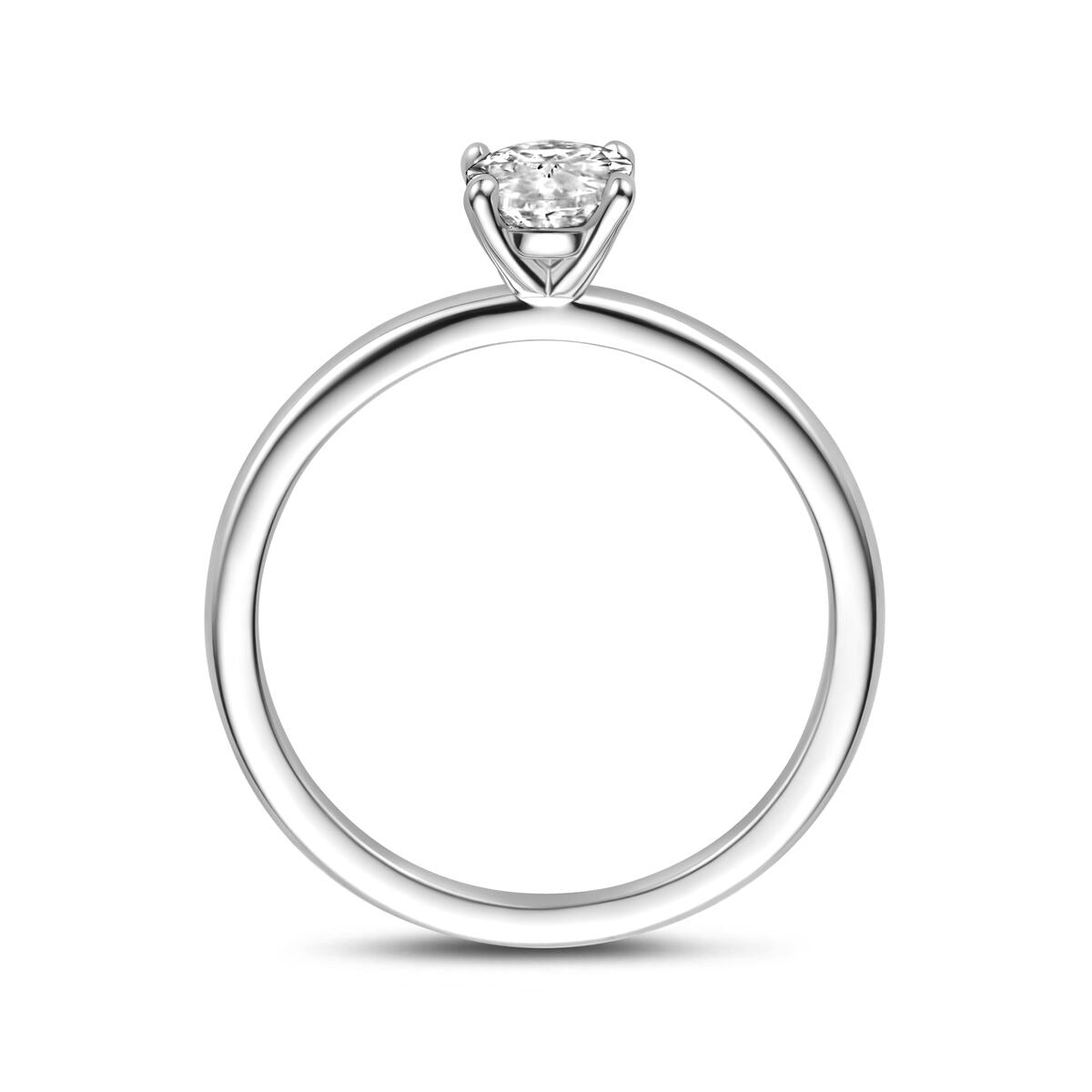 Anello solitario in argento con zircone ovale