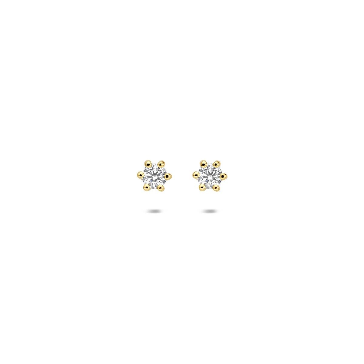 Orecchini in oro giallo 14k con diamanti lab-grown, a forma di fiore.