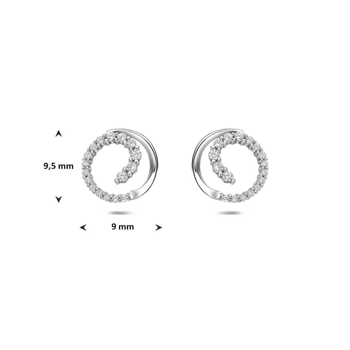 Orecchini a bottone in argento con zircone – entourage taglio brillante 9,5 mm
