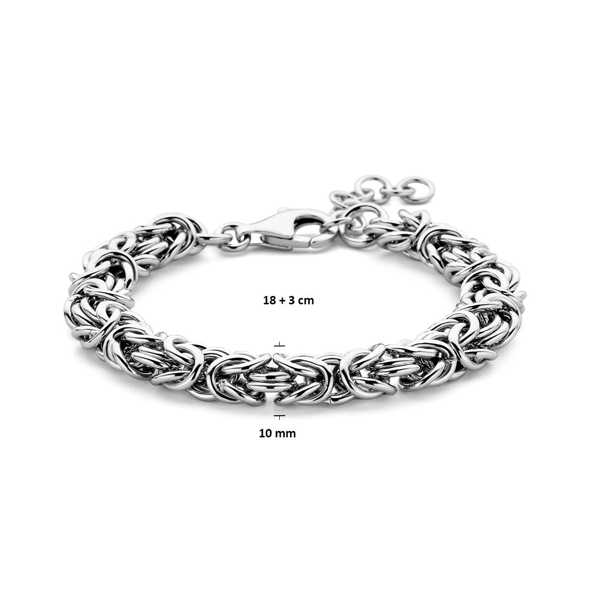 Bracciale in Argento Rodiato con Maglia a Re - 10mm di Larghezza