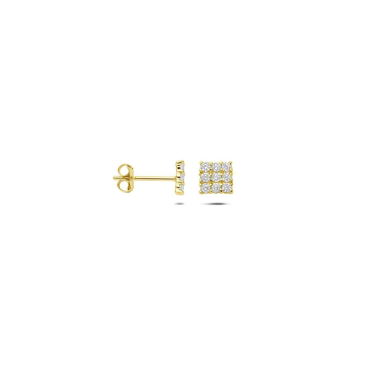 Orecchini a bottoncino in oro con pavé di zirconi – 14k