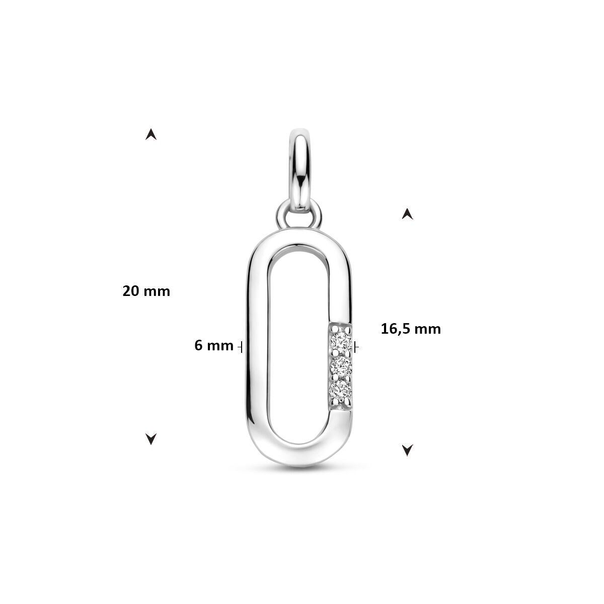 Ciondolo in argento con zirconia in castone entourage 20 mm