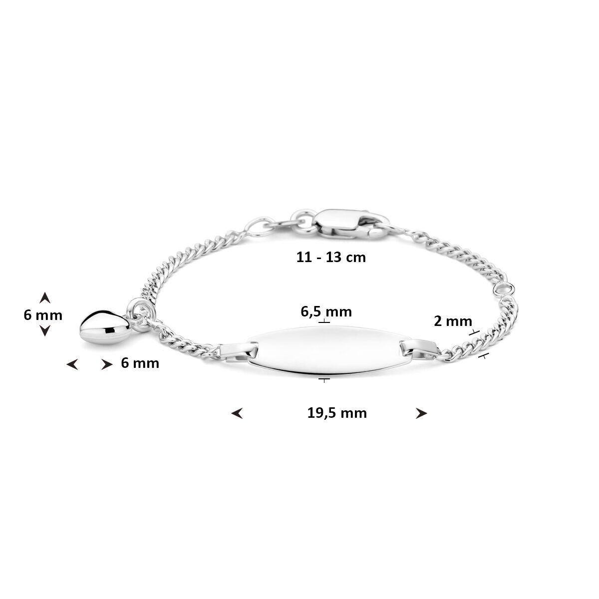 Bracciale da incidere con cuoricino in argento – misura bambino