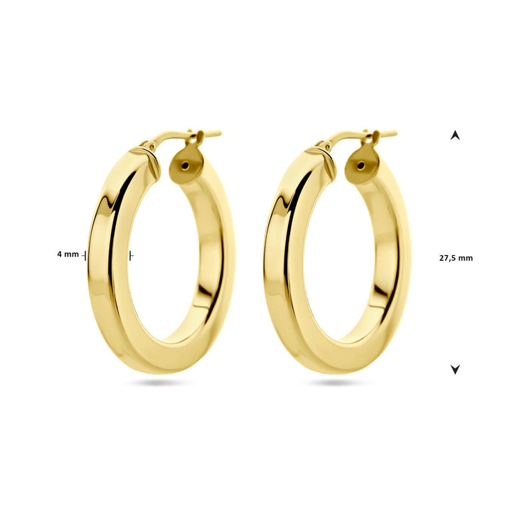 Vergulde zilveren oorringen dames – geelgoud op 925 zilver, vlak design 27,5 mm