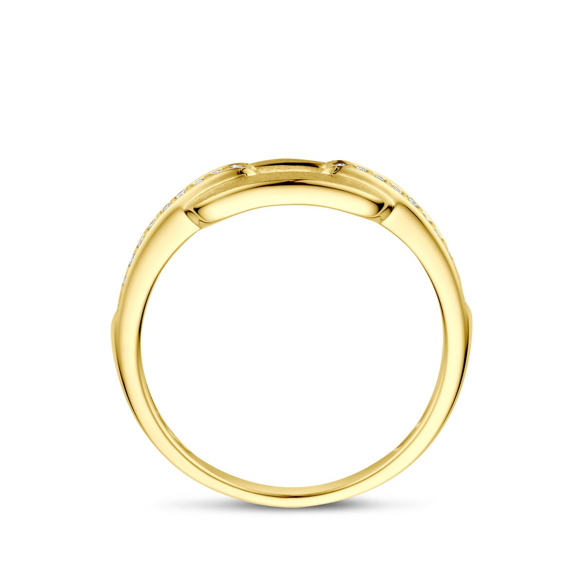 Anello da donna in oro giallo 14k con diamante 0.08ct h si
