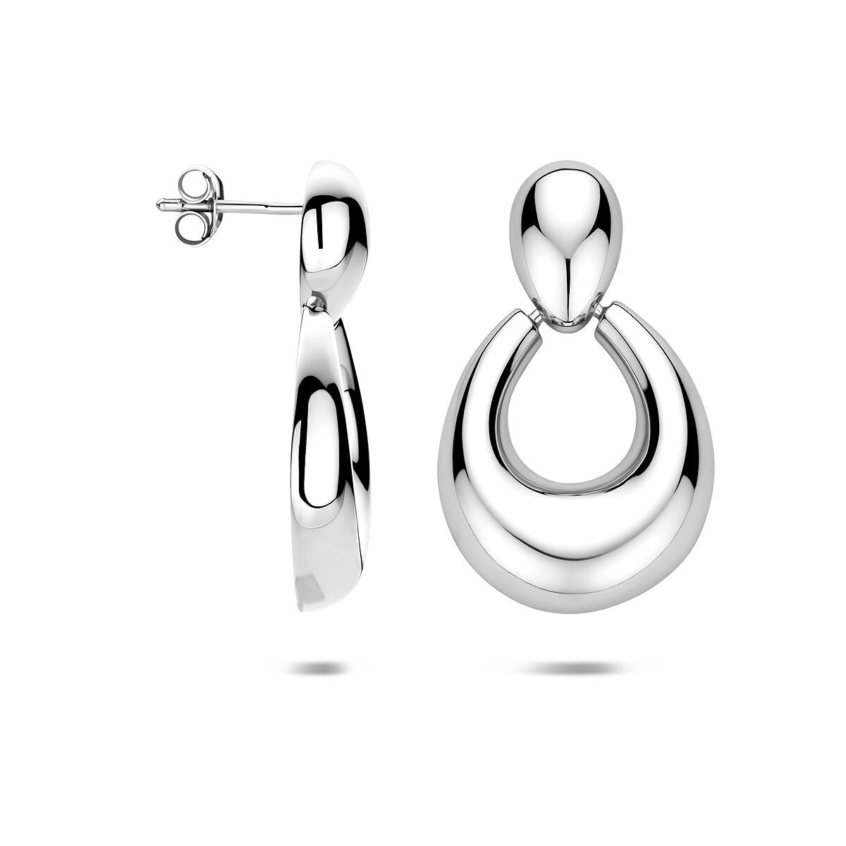 Orecchini pendenti in argento rodiato – eleganti orecchini da donna con linee raffinate