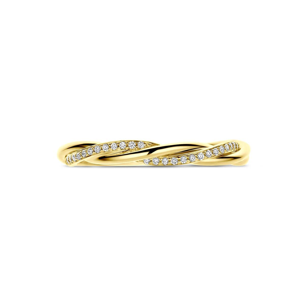 Anello in oro giallo 14k con diamante a incastonatura a binario