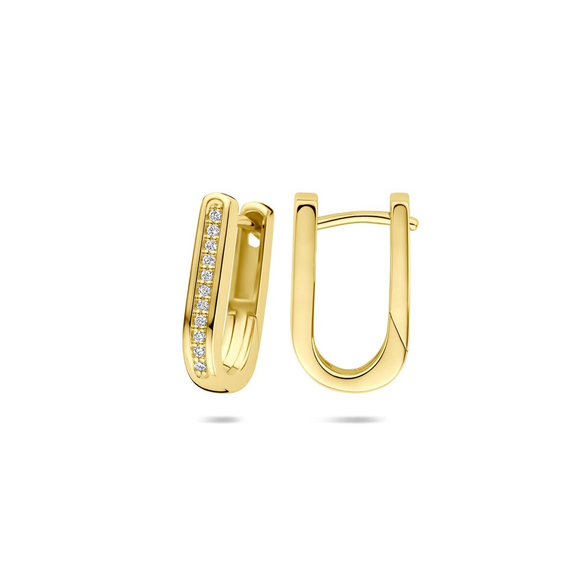 Orecchini a clip in oro giallo 14k con diamante – 0.10 ct, 15 x 3 mm