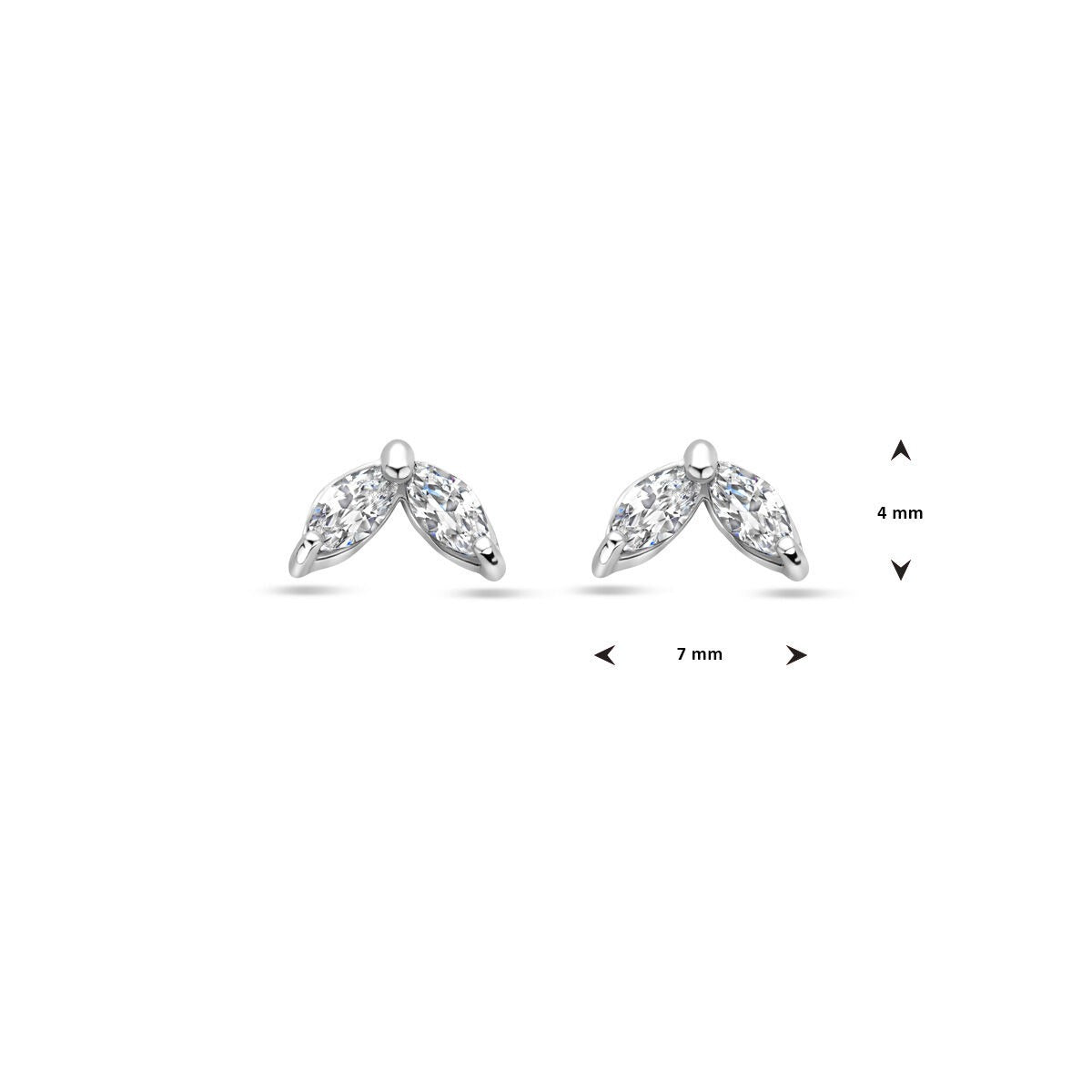 Orecchini a bottone in argento con zircone – argento 925 rodiato
