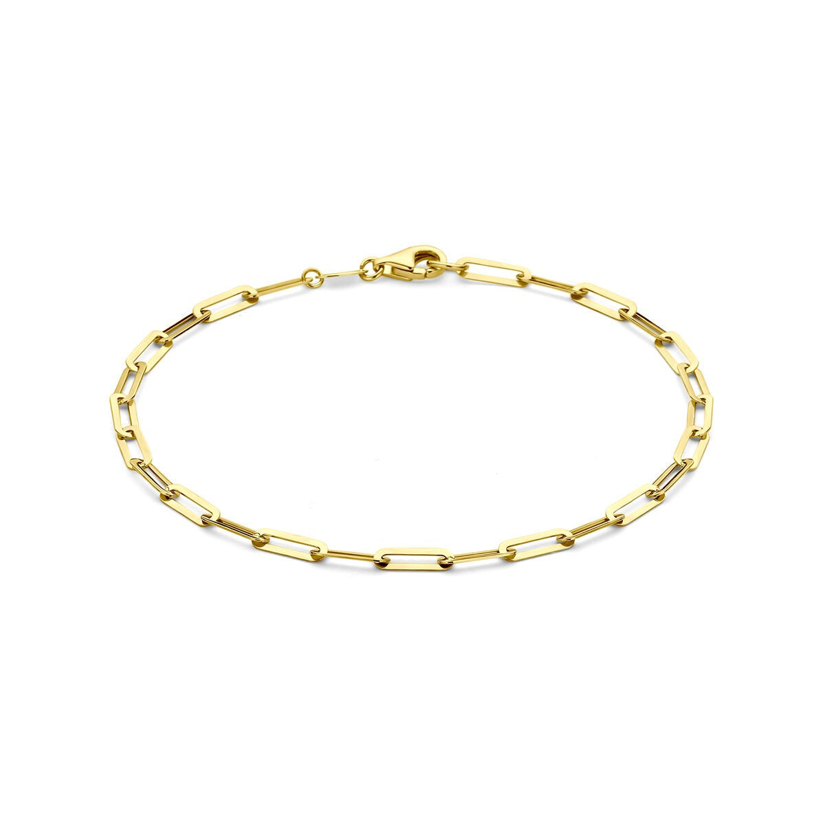 Bracciale da donna in oro 14k con maglie a catena ancorate.
