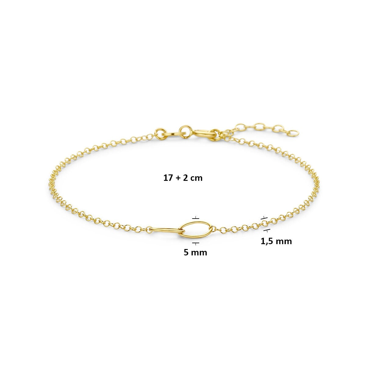 Bracciale in oro giallo 14k a maglia ovale