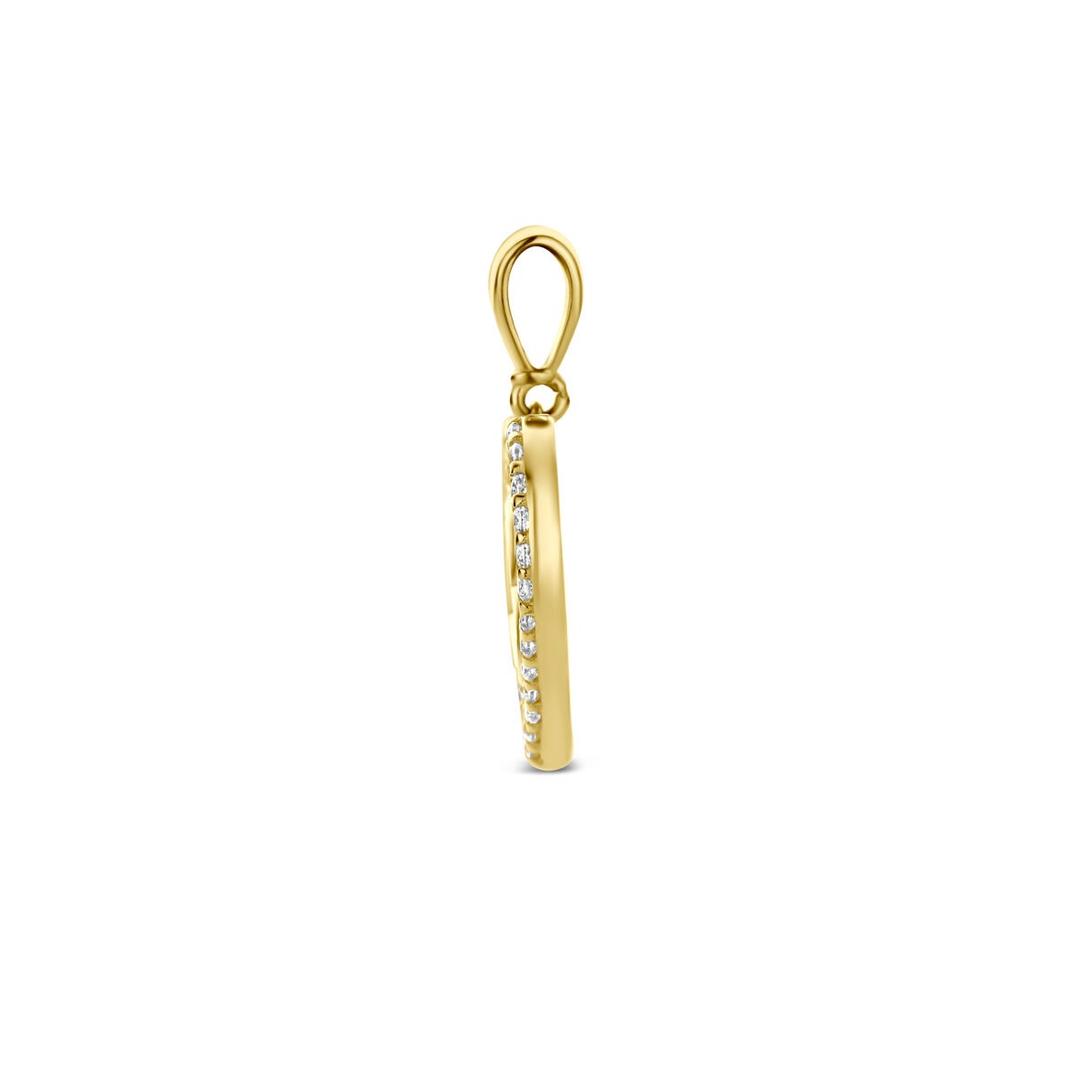 Collana in Oro Giallo 9k con Ciondolo Doppio Cuore Zirconi