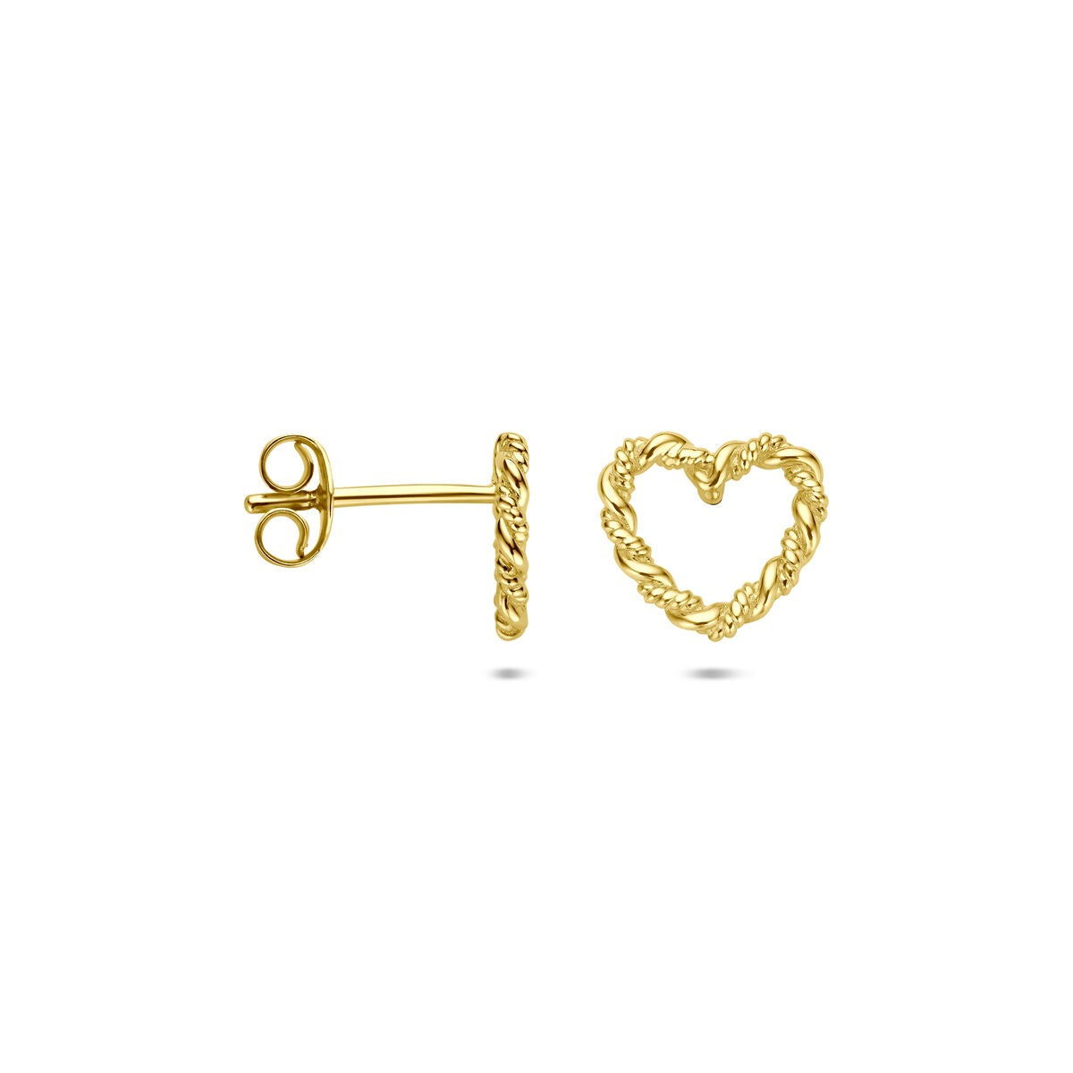 Orecchini a bottone cuore in oro giallo 14k – simbolo d'amore