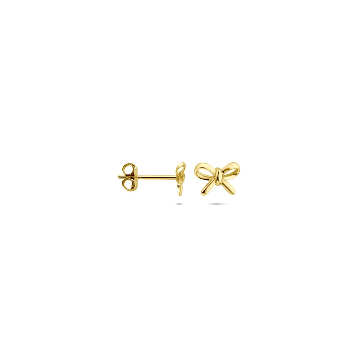 Orecchini a bottone in oro giallo 14k a forma di fiocco 4.5x6.5mm