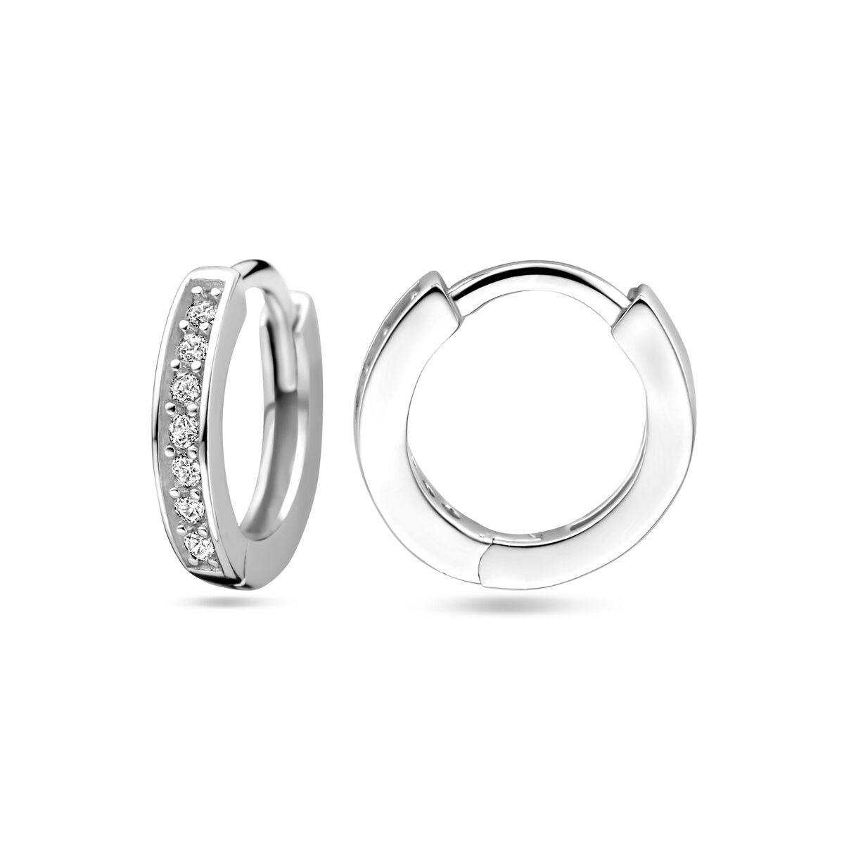 Orecchini a cerchio in argento con zircone – rodiato 925