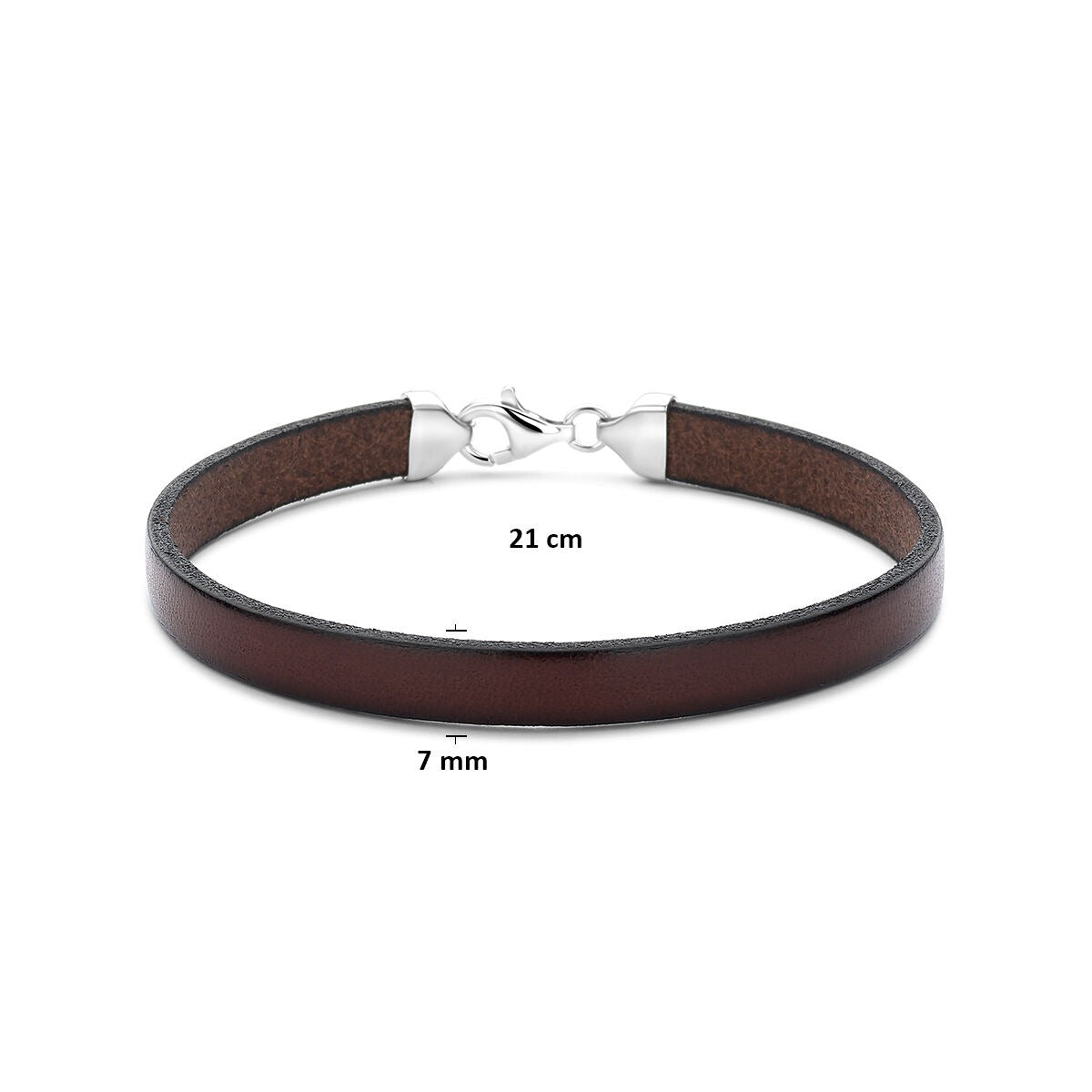 Bracciale da uomo in pelle marrone con chiusura in argento