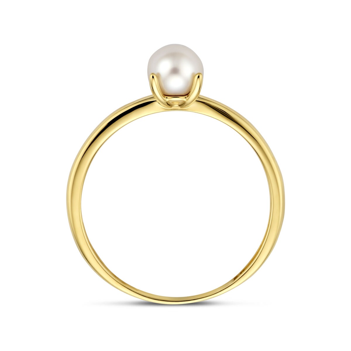 Anello da donna in oro giallo 14k con perla bianca – 5 mm
